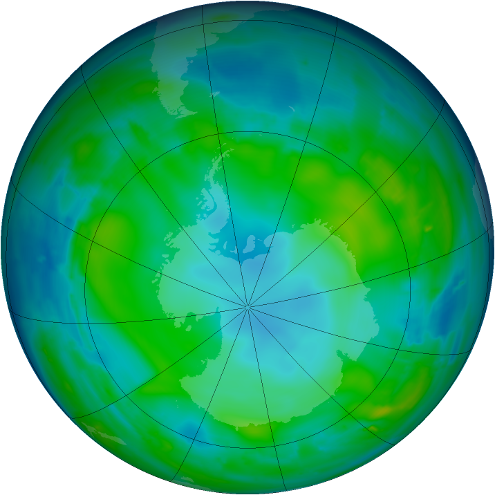 Antarctic ozone map for 18 May 2010